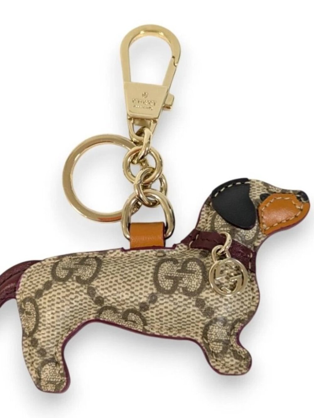 #139 - GUCCI GG Supreme Dog Shape Key Ring Keychain 821812